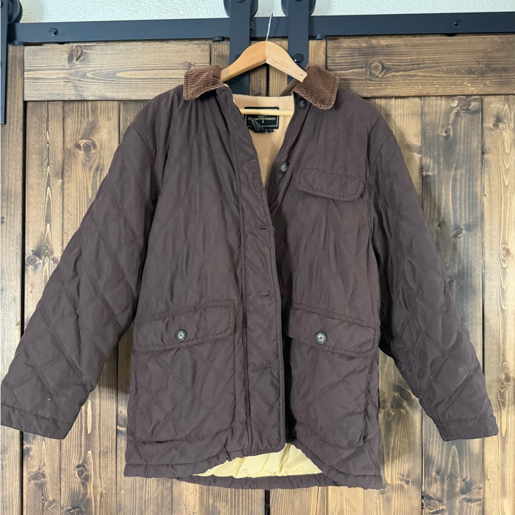 Brandon Thomas Tan Quilted Jacket With Corduroy Collar